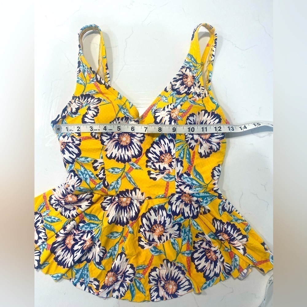 Sea Angel Yellow Floral Peplum Tankini Top Sz XS - Picture 3 of 6
